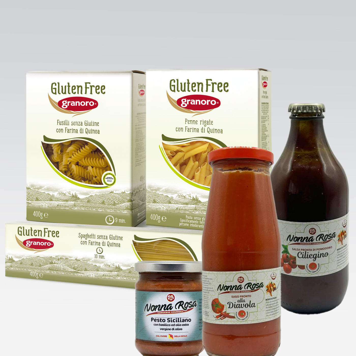 Granoro Gluten Free Pasta & Nonna Rosa Pasta Sauce & Pesto Box